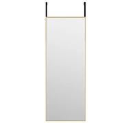 vidaXL Gold Door Mirror - Glass and Aluminium, No-Assembly Required, Easy to Install, Adjustable Height, Space Saving, Minimalist Design, 30x80 cm, Wall or Door Mount