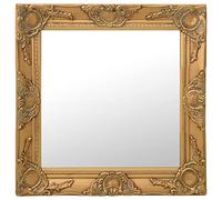 vidaXL Gold Wall Mirror - Square Wooden Frame Baroque Style - Bevelled Edge Mirror for Bedroom, Living Room, Dressing Room, Office - 50x50 cm