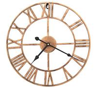 vidaXL Golden Round Wall Clock 40cm - Metal Analog Timepiece with Roman Numerals, Quartz Movement for Living Room, Home Office