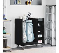 vidaXL Golf Cabinet with Wheel Plain Black Oak 90 x 45 x 98 cm