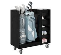 vidaXL Golf Cabinet with Wheel Plain Black Oak Look 90 x 45 x 98 cm Spacious Golf Cabinet Modern Style Practical Shelf Cool Indoor Furniture Ideal for Garage