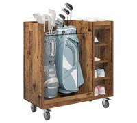 vidaXL Golf Cabinet with Wheel, Plain Reclaimed Wood, 65 x 45 x 98 cm, Garage, Rectangular, Modern, Robust Design for Vehicle Storage, Slim Lines, Optimal Use of Space, Built to Last, Safe