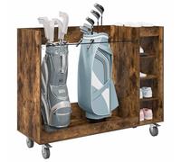 vidaXL Golf Cabinet with Wheel Plain Smoked Oak 120 x 45 x 98 cm, Ample Storage Unit, Modern Golf Cabinet, Indoor Furniture, Rectangular Shelving, Functional Garage Organizer, Stylish Design