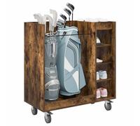 vidaXL Golf Cabinet with Wheel Plain Smoked Oak 90 x 45 x 98 cm, Ample Storage Unit, Modern Golf Cabinet, Indoor Furniture, Rectangular Shelving, Functional Garage Organizer, Stylish Design