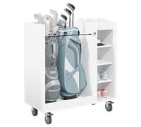 vidaXL Golf Cabinet with Wheel, Plain White, 90 x 45 x 98 cm, Garage, Rectangular, Modern, Robust Design for Vehicle Storage, Slim Lines, Optimal Use of Space, Built to Last, Safe