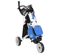 vidaXL Golf Dolly Black and White 100 x 69 x 114 cm Aluminium Golf Trolley Portable Foldable Accessories Sports Car Transport Bag Caddy