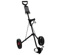 vidaXL Golf Trolley Black Iron Foldable, Portable Golf Trolley, Compact Carrier,