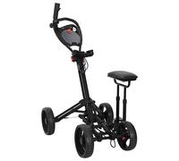 vidaXL Golf Trolley with Seat Black Aluminium Foldable, Golf Trolley With Scoreb