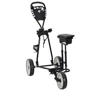 vidaXL Golf Trolley with Seat Black and White 100 x 60 x 130 cm Iron, Golf Troll