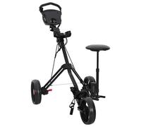vidaXL Golf Trolley with Seat Folding Black 95 x 69 x 114 cm Iron, Golf Trolley,