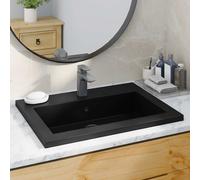 vidaXL Granite Basin 600x450x120 mm Black