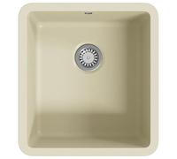 vidaXL Granite Kitchen Sink Single Basin Beige Basket Strainer Wash Bowl Basin