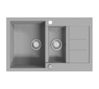 vidaXL Granite Kitchen Sink Double Basin Grey, Grey