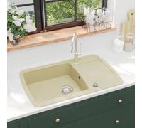 vidaXL Granite Kitchen Sink Single Basin Beige
