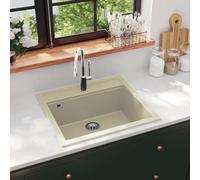 vidaXL Granite Kitchen Sink Single Basin Beige