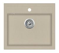 vidaXL Granite Kitchen Sink - Single Basin Design with Extra-deep Structure, Durable & Heat, User-Friendly, Easy to Assemble, Elegant Beige Color.