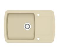 vidaXL Granite Kitchen Sink Single Basin Beige Basket Strainer Wash Bowl Basin