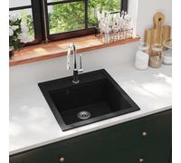vidaXL Granite Kitchen Sink Single Basin Black