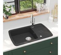 Vidaxl Granite Kitchen Sink Single Basin Black