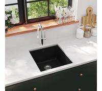 vidaXL Granite Kitchen Sink Single Basin Black