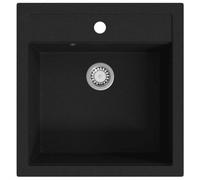 vidaXL Granite Kitchen Sink Single Basin Black