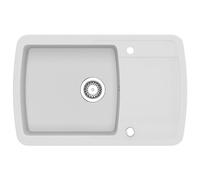 vidaXL Granite Kitchen Sink Single Basin White Basket Strainer Wash Bowl Basin