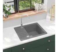 vidaXL Granite Kitchen Sink Single Basin Grey