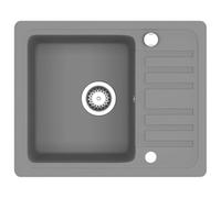 vidaXL Granite Kitchen Sink Single Basin Grey Overmount with Basket Strainer