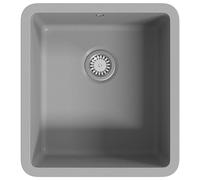 vidaXL Granite Kitchen Sink Single Basin Grey Undermount with Basket Strainer