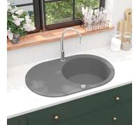 Vidaxl Granite Kitchen Sink Single Basin Oval Grey