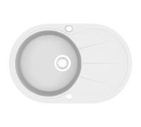 vidaXL Granite Kitchen Sink Single Basin Oval White