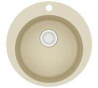 vidaXL Granite Kitchen Sink Single Basin Round Beige