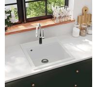 vidaXL Granite Kitchen Sink Single Basin White
