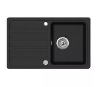 vidaXL Granite Kitchen Sink Single Basin with Drainer Reversible Black Fixture