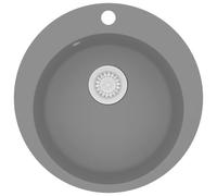 vidaXL Granite Kitchen Sink Single Basin Round Grey Overmount Basket Strainer