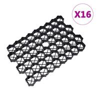 vidaXL Grass Grids 16 pcs Black 60x40x3 cm Plastic