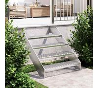 vidaXL Galvanized Steel Garden/Patio Stair Step – Anti-slip Grate Plate – Easy to Assemble, Silver