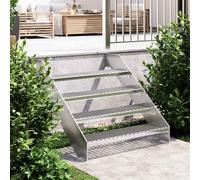 vidaXL Grate Step Metal Garden Stair - Anti-slip Patio Stairs - Weather-Resistant Galvanised Steel Staircase for Outdoor and Indoor - Silver, 90 x 24 x 7 cm