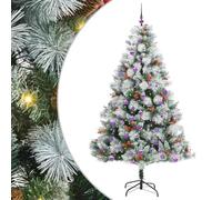 vidaXL Green and White Artificial Christmas Tree, 210 cm, Modern Cone Shaped Christmas Tree, Artificial Tree, Minimalist Decoration with LED Lighting for Parties
