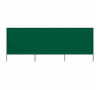 "vidaXL Green Camping Wind Screen Side Awning - Non-Woven Fabric Windbreak with Wooden Poles, Rectangular, 400 x 80cm Size"