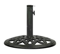 vidaXL Green Cast Iron Umbrella Base - Outdoor Parasol Holder Stand with Floral Design, Adaptable for 35/38/48mm Poles, Garden/Patio Decor