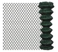 vidaXL Green Chain-Link Fence - Steel, PVC Coated, Rust-Proof, Weather-Resistant Fence, Size 1.25x25m - for Boundary and Animal Fencing