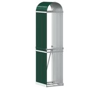 vidaXL Green Galvanised Steel Log Holder Rack-40x45x170cm, Firewood Storage Stand for Outdoor/Indoor, Garden Fireplace Wood Store