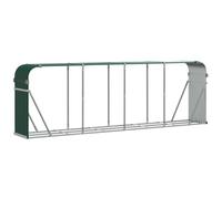 vidaXL Green Galvanized Steel Log Holder Rack - Spacious Firewood Storage Stand for Indoors/Outdoors with Wall Hooks, Practical Off-Ground Design