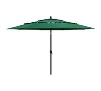 vidaXL Green Garden Parasol Outdoor Umbrella | 3.5 meters Diameter | 3-Tier Patio Sunshade with Aluminium Pole | UV Protective & Anti-Fade Polyester Canopy