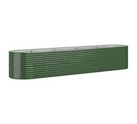 vidaXL Green Garden Raised Bed - Powder-Coated Steel Planter with Spacious Design Ideal for Herbs, Flowers and Vegetables - Suitable for Patios and Balconies