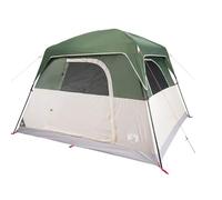vidaXL Green Waterproof Camping Tent Cabin - 4-Person Polyester Shelter with Taped Seams, Detachable Rainfly, Mesh for Ventilation and Insect Protection, E-port Access, Lightweight with Carry Bag