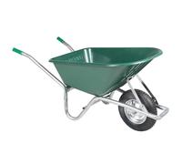 vidaxl green wheelbarrow - 90l plastic tray, 150kg steel cart - garden tool