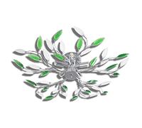 vidaXL Green&White Ceiling Lamp with Acrylic Crystal Leaf Arms for 5 E14Bulbs, Multi