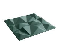 vidaXL Green XPS Foam Wall Panels Wallpaper Tiles - 50 x 50 cm, Water-Resistant, DIY, Artistic Diamond Pattern, 12 pcs (3 m² Coverage)